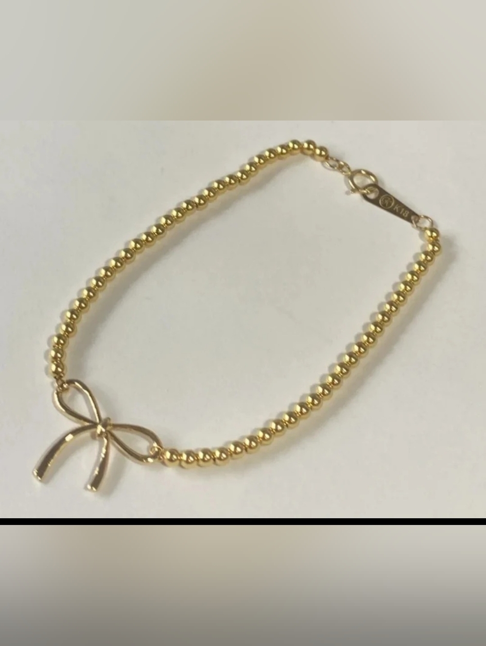 Bow Ribbon Beads Bracelet in 18K Yellow Solid Gold